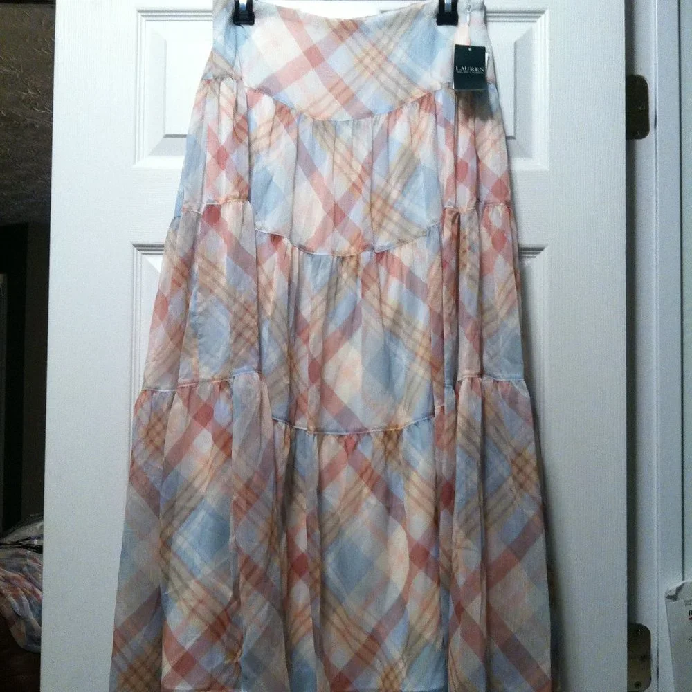 RALPH LAUREN WOMEN'S NEW CREAM 100%POLYESTER SKIRT SIZE: 6